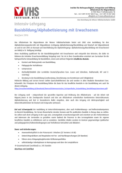 Intensiv-Lehrgang Basisbildung/Alphabetisierung mit Erwachsenen