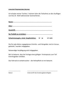 EINVERST&Auml;NDNISERKL&Auml;RUNG Ich erlaube meiner Tochter