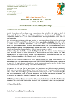 Elternbrief Ferienfahrt Mädchen