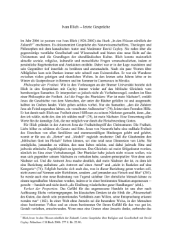 Ivan Illich fragt in seinen letzten Gespr&auml;chen