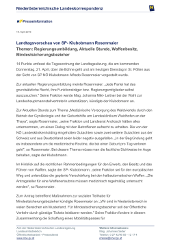 Landtagsvorschau von SP- Klubobmann Rosenmaier Themen
