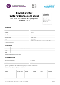 Bewerbung für Culture Connections China