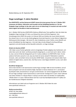 Hugo Lenzlinger: 5 Jahre Herzblut