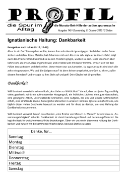 Ignatianische Haltung: Dankbarkeit