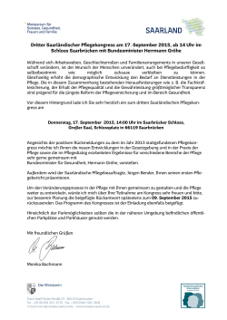 Dritter Saarländischer Pflegekongress am 17. September 2015, ab