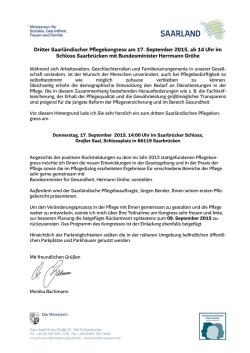 Dritter Saarl&auml;ndischer Pflegekongress am 17. September 2015, ab