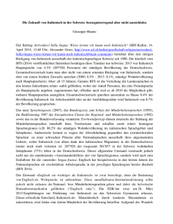 Die Zukunft von Italienisch in der Schweiz, Prof. G. Manno
