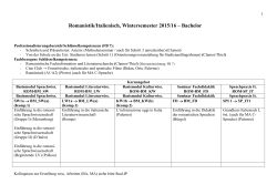 Romanistik/Italienisch, Wintersemester 2015/16 – Bachelor