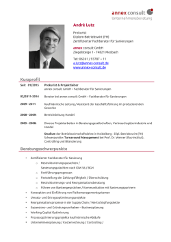 André Lutz Kurzprofil Beratungsschwerpunkte