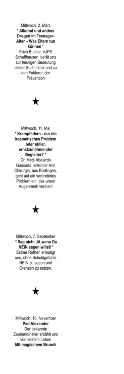 Mittwoch, 2. März * Alkohol und andere Drogen im Teenager