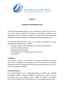 Infobrief &bdquo;Doppelte Haushaltsf&uuml;hrung&ldquo;