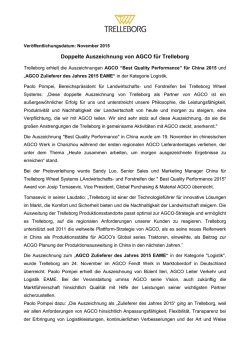 Doppelte Auszeichnung von AGCO f&uuml;r Trelleborg