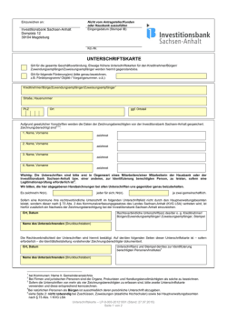 Unterschriftskarte - Investitionsbank Sachsen