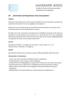 O4 &bdquo;Brennweite und Hauptebenen eines Linsensystems&ldquo;