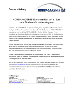 NORDAKADEMIE Elmshorn lädt am 6. Juni zum