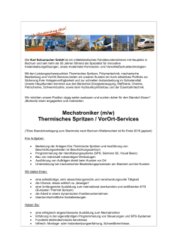 Mechatroniker (m/w) Thermisches Spritzen / VorOrt