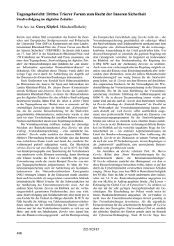 Drittes Trierer Forum zum Recht der Inneren Sicherheit