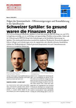 Schweizer Spitäler: So gesund waren die Finanzen 2013