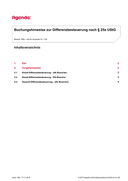 Buchungshinweise zur Differenzbesteuerung nach Par. 25a UStG
