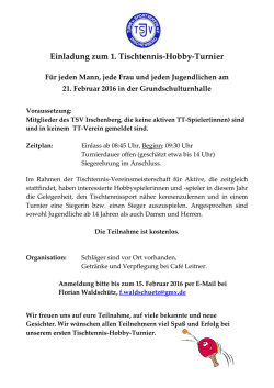 Einladung zum 1. Tischtennis-Hobby-Turnier