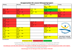 Gruppenzeiten f&uuml;r unsere Rehasportgruppen