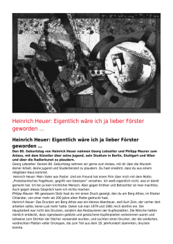 Heinrich Heuer: Eigentlich w&auml;re ich ja lieber F&ouml;rster
