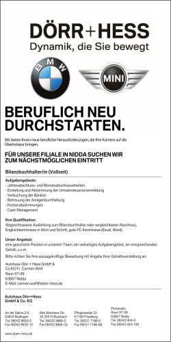 beruflich neu durchstarten. - Autohaus Dörr + Hess GmbH & Co. KG