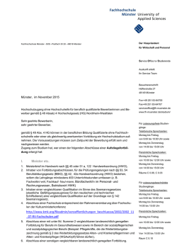 Informationen zur Zulassung/Einschreibung f&uuml;r Meisterinnen