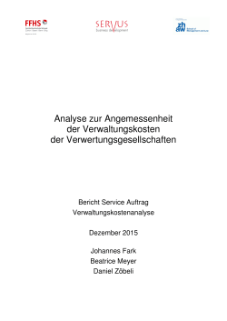 Analyse zur Angemessenheit der Verwaltungskosten der
