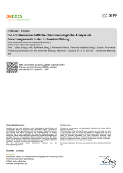 Die sozialwissenschaftliche ph&auml;nomenologische Analyse als