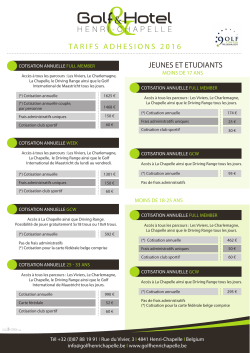 tarifs adhesions 2016 jeunes et etudiants