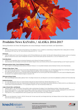 Produkte-News KANADA / ALASKA 2016-2017