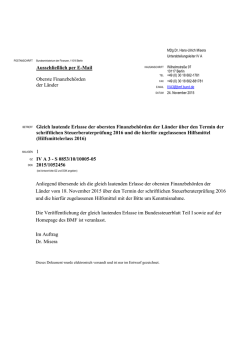 Ausschließlich per E-Mail Oberste Finanzbehörden der Länder
