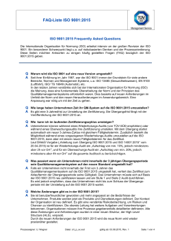 FAQ-Liste ISO 9001:2015