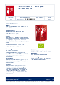 HEISSER HIRSCH - Tierisch guter Gl&uuml;hwein (rot), 10l