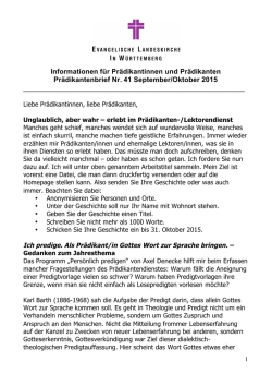 Informationen f&uuml;r Pr&auml;dikantinnen und Pr&auml;dikanten Pr&auml;dikantenbrief