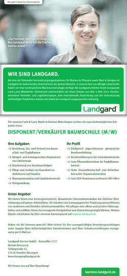Disponent/Verk&auml;ufer Baumschule - Karriere