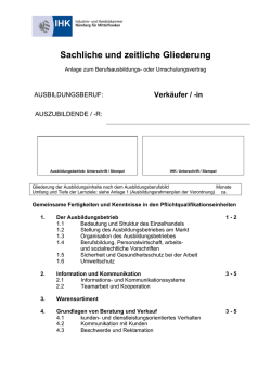 Sachliche und zeitliche Gliederung Verk&auml;ufer