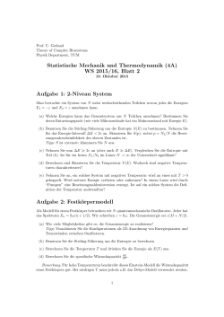 Statistische Mechanik und Thermodynamik (4A) WS 2015/16, Blatt 2