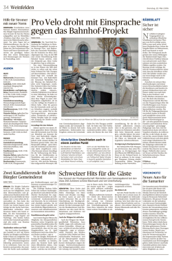 Pro Velo droht mit Einsprache gegen das