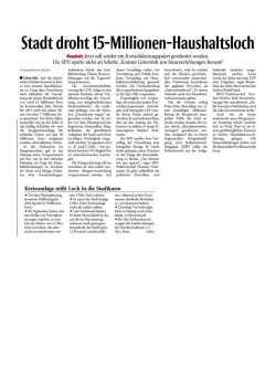 Stadt droht 15-Millionen-Haushaltsloch