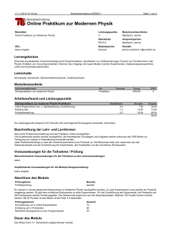 Online Praktikum zur Modernen Physik
