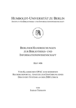 Vom klassischen OPAC zum modernen Rechercheportal: Ansätze