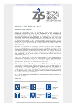 Newsletter Februar 2016 - Zentrum Jüdische Studien Berlin