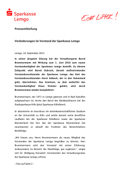 Pressemitteilung Veränderungen im Vorstand der Sparkasse Lemgo