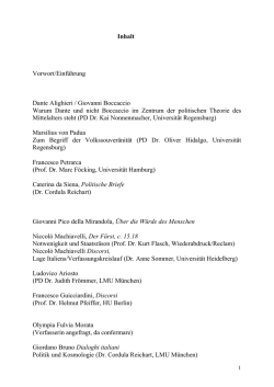 Inhalt Vorwort/Einf&uuml;hrung Dante Alighieri / Giovanni Boccaccio