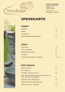 Speisekarte - Gasthaus Riedboden