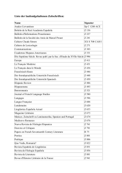 Liste der laufendgehaltenen Zeitschriften: