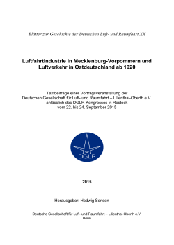 Blätter zur Geschichte der Deutschen Luft- und Raumfahrt XX