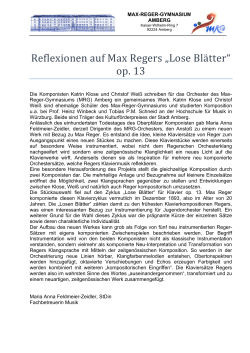 Reflexionen auf Max Regers „Lose Blätter“ - Max-Reger